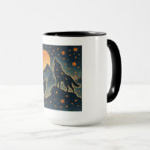 Moonlit Wolves & Mount Fuji – Japanese Night Art マグカップ (正面右)