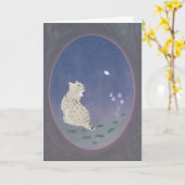 Moonlit Woodland Bobcat 5x7 Greeting Card  カード (黄色い花)