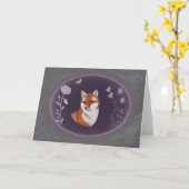 Moonlit Woodland Fox 7x5 Greeting Card カード (黄色い花)