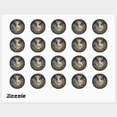 Moonlit Yule White Stag Winter Solstice Sticker ラウンドシール (シート)