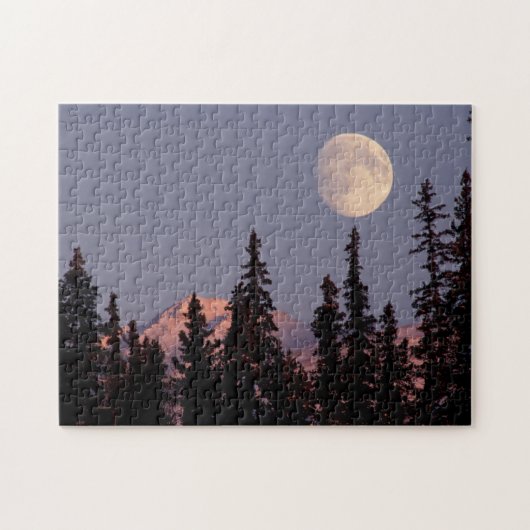 Moonrise Early Winter | Anchorage, Alaska ジグソーパズル (横)