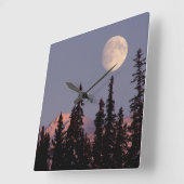 Moonrise Early Winter | Anchorage, Alaska スクエア壁時計 (傾斜)