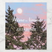 Moonrise in Pink Sky写真パーソナライズされた ワインラベル (シングルラベル)