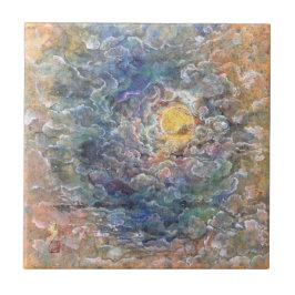 Moon's Journey Through Ethereal Clouds タイル