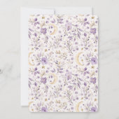 Moons Stars & Purple Flowers Baby Shower 招待状 (裏面)