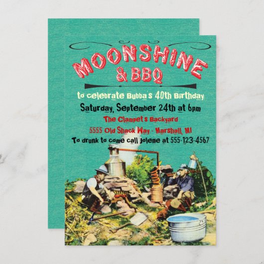 MoonshineとBBQパーティの招待状 招待状 (正面/裏面)