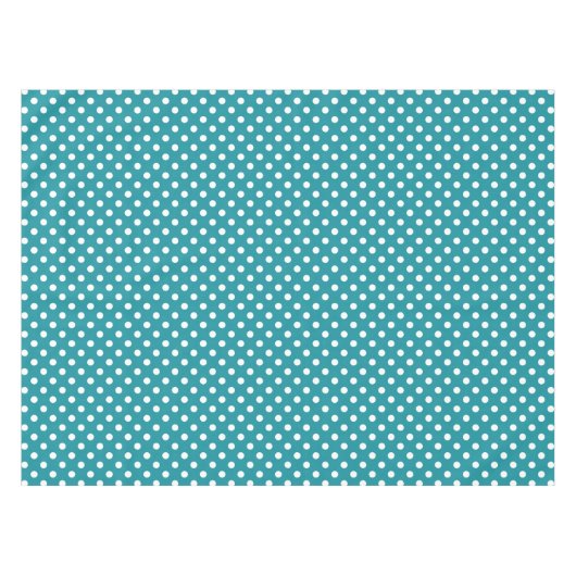 Moonstoneの青および白いpolksの点のテーブルクロス テーブルクロス (正面(横))