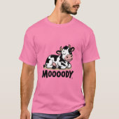 Mooody Cow Cute Cartoon Design Tシャツ (正面)