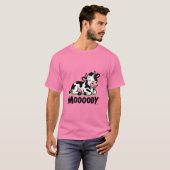 Mooody Cow Cute Cartoon Design Tシャツ (正面フル)