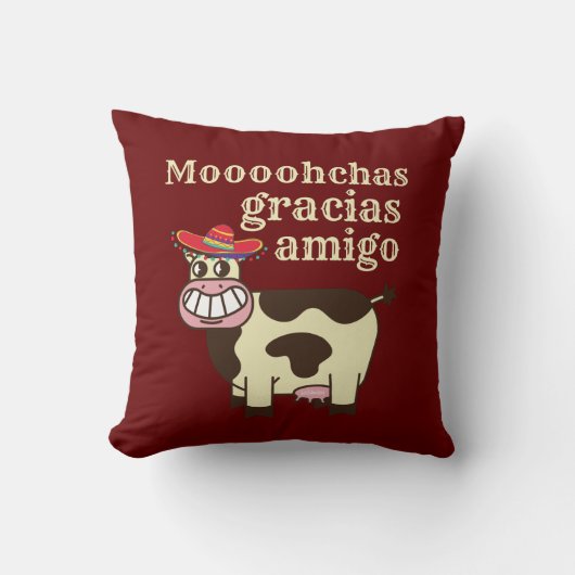 MOOOHCHAS GRACIAS AMIGO cinco de mayo おもしろい cow クッション (正面)