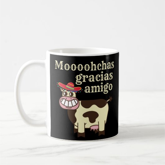 MOOOHCHAS GRACIAS AMIGO cinco de mayo おもしろい cow コーヒーマグカップ (左)