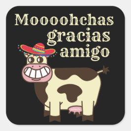 MOOOHCHAS GRACIAS AMIGO cinco de mayo おもしろい cow スクエアシール