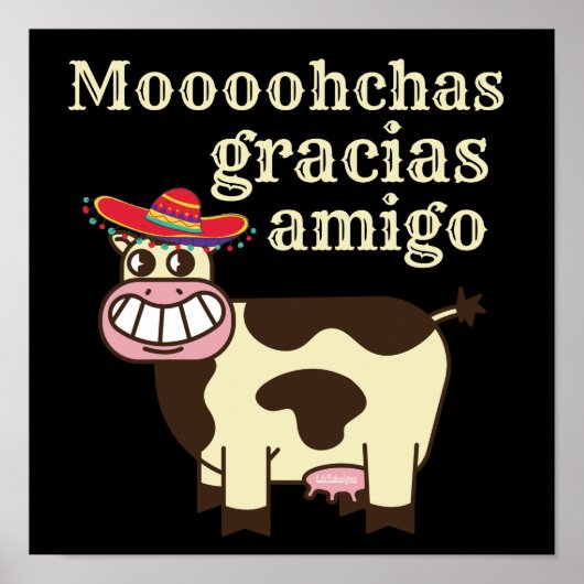 MOOOHCHAS GRACIAS AMIGO cinco de mayo おもしろい cow ポスター (正面)