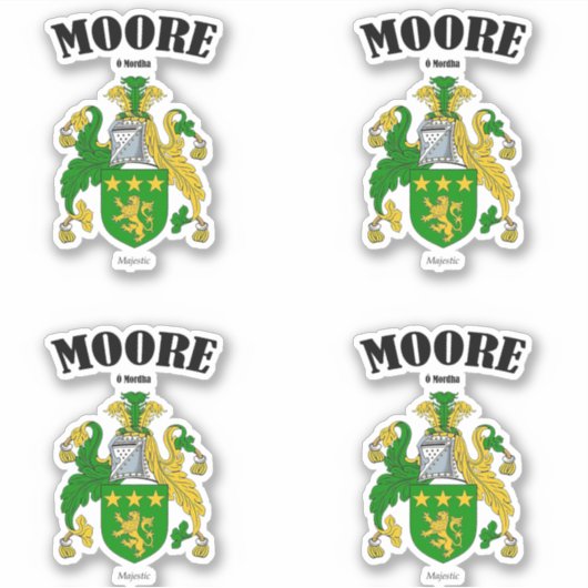 Moore Crest Irish Translation & Meaning (x4) シール (正面)