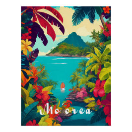 Moorea Polynesia Travel Poster ポスター