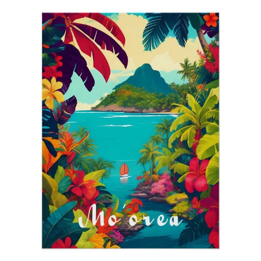 Moorea Polynesia Travel Poster ポスター (正面)