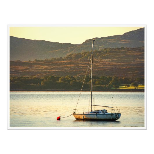 Moored Sailboat at Sunset (Kenmare Bay) フォトプリント (正面)