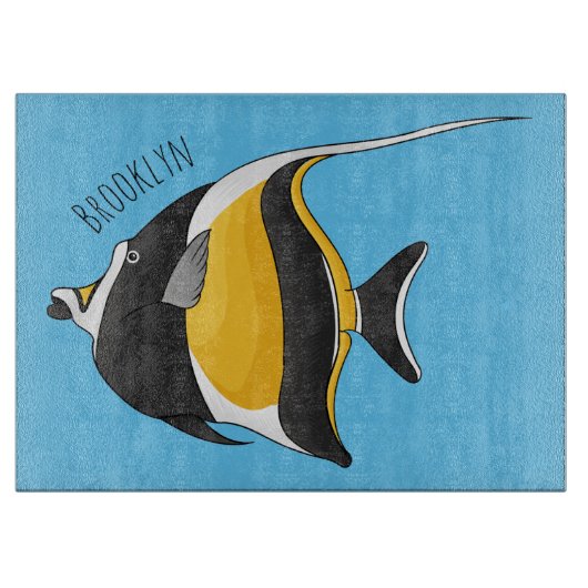 Moorish idol fish cartoon illustration  カッティングボード (正面)