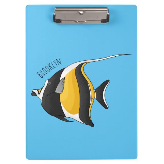Moorish idol fish cartoon illustration  クリップボード (正面)