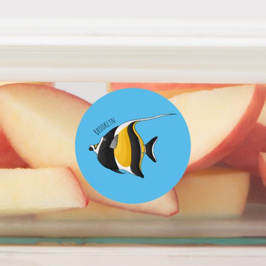 Moorish idol fish cartoon illustration  ラベル (貼付)