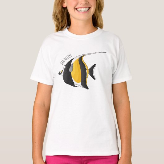 Moorish idol fish cartoon illustration  tシャツ (正面)