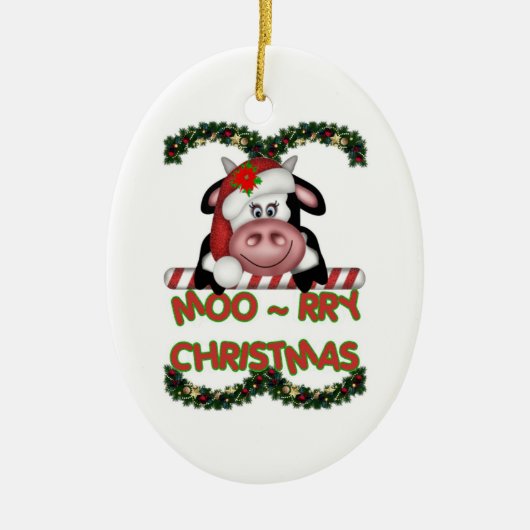 Moorryクリスマス牛オーナメント セラミックオーナメント (正面)