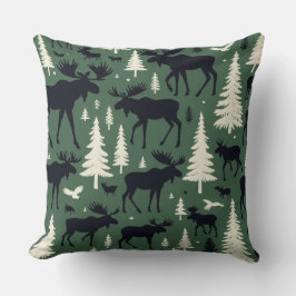 Moose and Pine Trees クッション