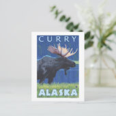 Moose at Night – カレー，アラスカ ポストカード (スタンド正面)