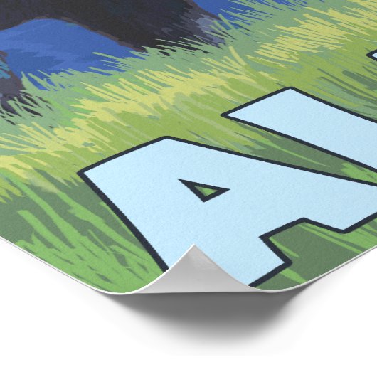 Moose at Night - Katmai，アラスカ ポスター (角)