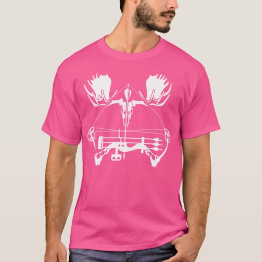 Moose Bow Hunting Archery Illustration Hunter Tシャツ (正面)