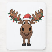 Moose Christmas Tree Lights Funny Xmas Moose Lover マウスパッド (正面)