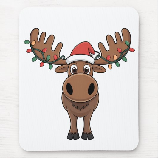 Moose Christmas Tree Lights Funny Xmas Moose Lover マウスパッド (正面)