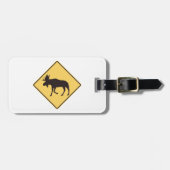 Moose Crossing Road Sign Wildlife Safety ラゲッジタグ (正面横)