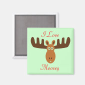 Moose Head_I Love Moosey 2_on green マグネット (正面/裏面)