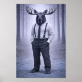 Moose in Classic Suspenders – Silent Forest Portra ポスター (正面)