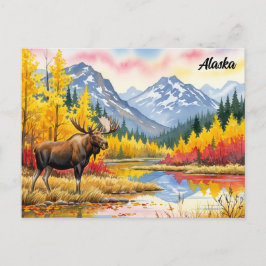 Moose in Denali National Park Alaska Vintage ポストカード