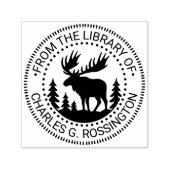 Moose in Forest Silhouette Library Book Name セルフインキングスタンプ (デザイン)