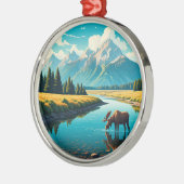 Moose in Grand Teton National Park メタルオーナメント (左)