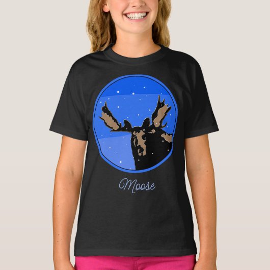 Moose in Winter  - Original Wildlife Art T-Shirt Tシャツ (正面)