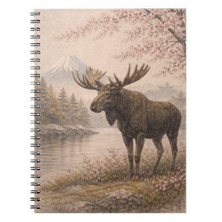 Moose Japanese Landscape Notebook, Wildlife Fusion ノートブック