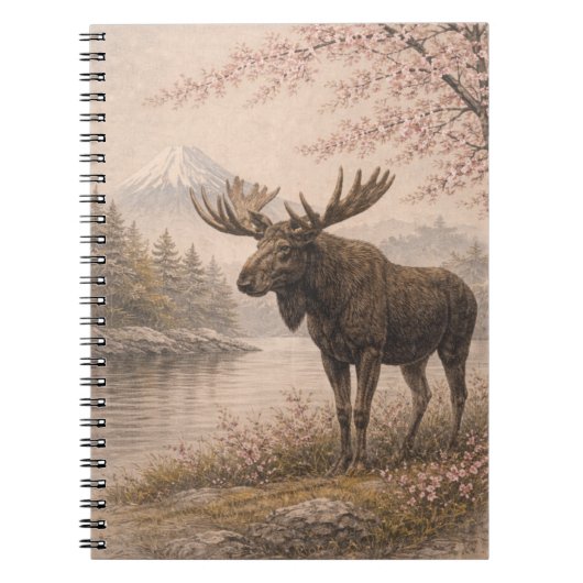 Moose Japanese Landscape Notebook, Wildlife Fusion ノートブック (正面)