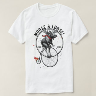 "Moose & Loose" ヴィンテージ バイカー 動物 グラフィック Tシャツ