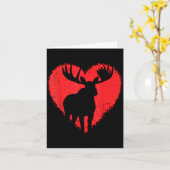 Moose Lover Valentines Day Cute Red Heart Wild Ani カード (黄色い花)