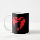 Moose Lover Valentines Day Cute Red Heart Wild Ani コーヒーマグカップ (左)