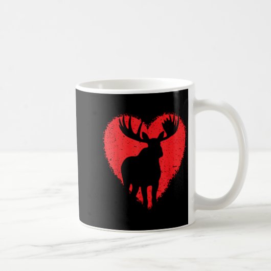 Moose Lover Valentines Day Cute Red Heart Wild Ani コーヒーマグカップ (右)