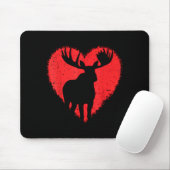 Moose Lover Valentines Day Cute Red Heart Wild Ani マウスパッド (マウス)