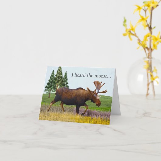 Moose Nature Scenery Funny Birthday Card カード (黄色い花)