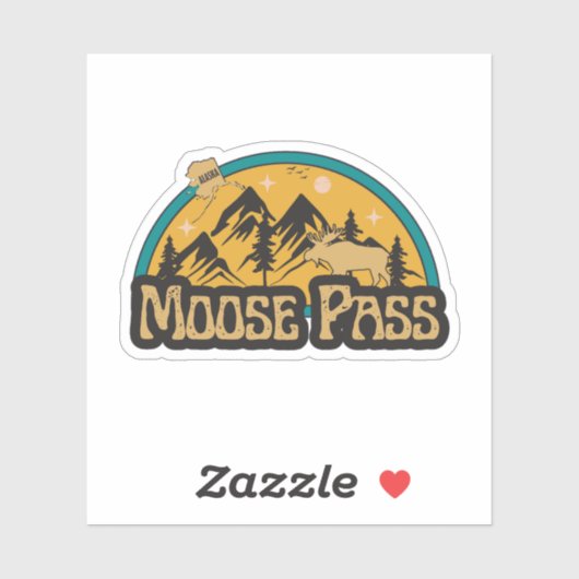 Moose Pass、アラスカステッカー シール (シート)