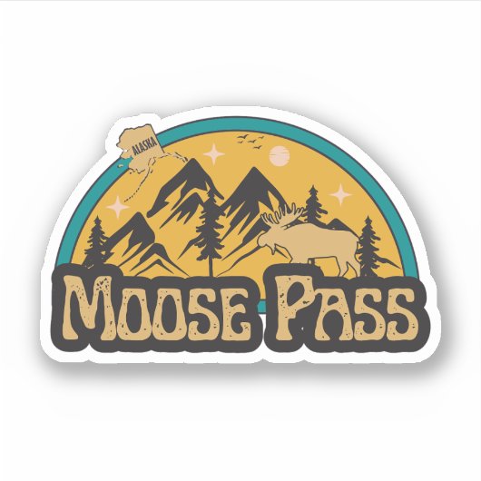 Moose Pass、アラスカステッカー シール (正面)