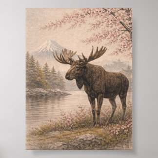 Moose poster, Canadian Wildlife Art, Forest Anim ポスター